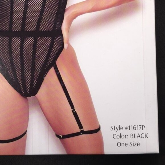 NWB Seven 'til Midnight Strapless Fishnet Strappy Elastic Teddy O/S Black 11617P - Picture 7 of 7